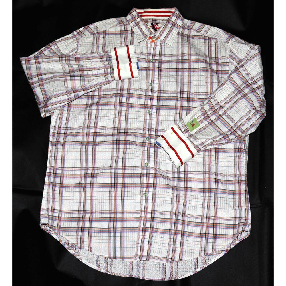 Robert Graham X Men's Long Sleeve Button Front Flip Cuff‎ Shirt Size XL